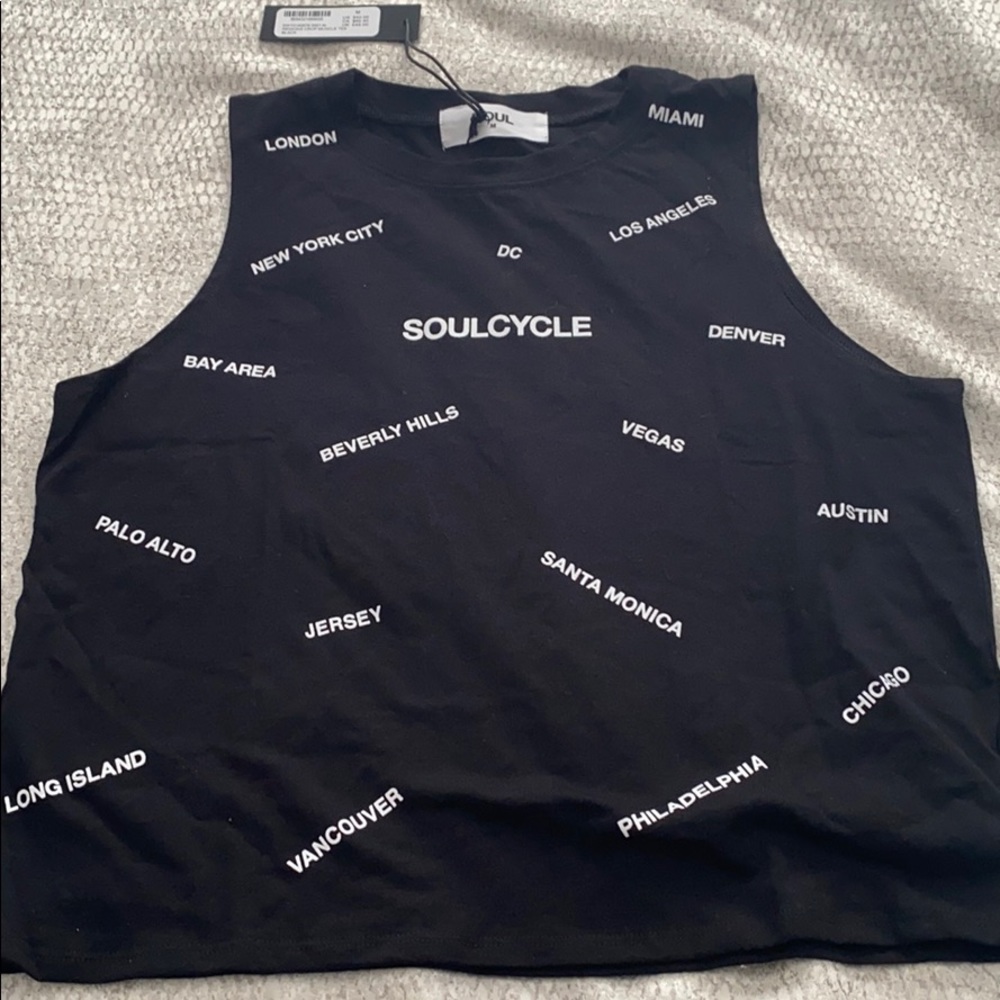 NWT SoulCycle Regions Crop Muscle Tee - Black
